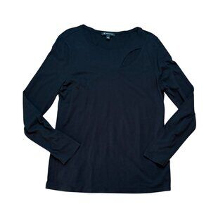 Inc International Concepts Womens Long Sleeve Blouse W/ Cutout-Black-L-GUC